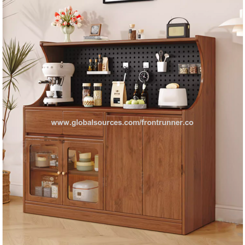 Aparadores de madera color roble, Mueble de almacenamiento multifuncional, gran capacidad para colocar muchos electrodomésticos de cocina