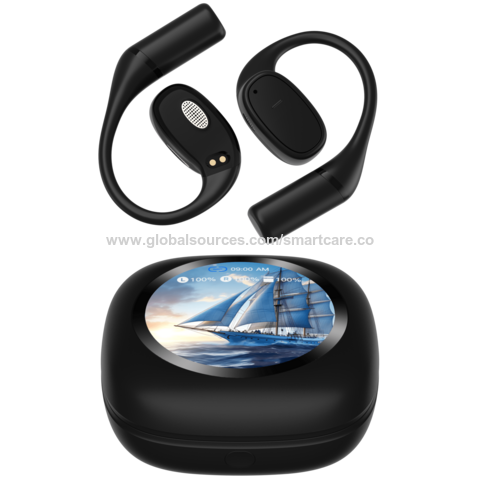 Fabricant OEM + Écouteurs OWS + Stockage de carte TF de 4 Go pour musique locale + Écran TFF 1,7 pouces 360*360 sur la station de charge