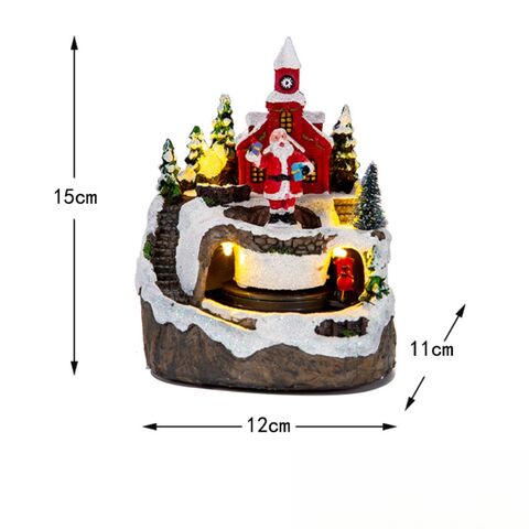 Decoração de edifícios colecionáveis de Natal por atacado com trem giratório, 8 músicas e luz LED para decoração de casa de Natal, presente de Papai Noel