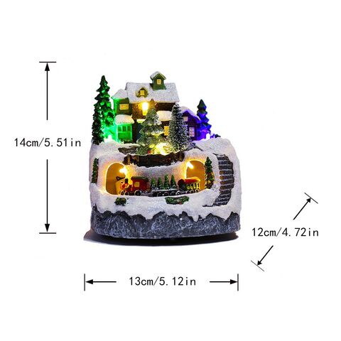 Decoração de edifícios colecionáveis de Natal por atacado com trem giratório, 8 músicas e luz LED para decoração de casa de Natal, presente de Papai Noel