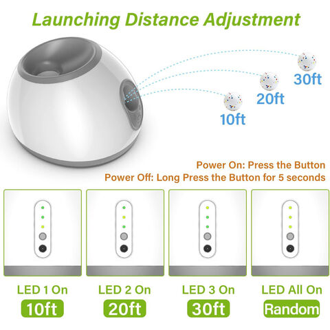 Peluncur Bola Otomatis untuk Anjing - Pelontar Bola Anjing untuk Anjing Kecil dengan 3 Bola Tahan Lama Jarak Peluncuran Luar Ruangan 3-9 meter