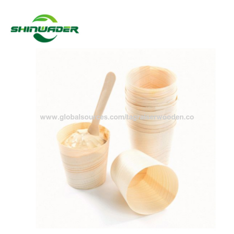 Vasos de Postre de Madera a Medida Vasos Desechables de Madera para Bebidas