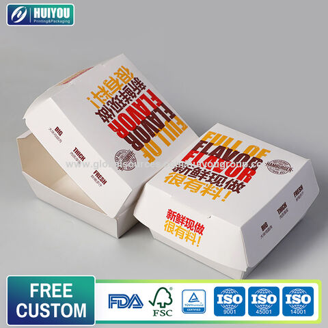 Envases de Papel para Alimentos, Contenedores para Almuerzo, Empaques Desechables con Logo Personalizado, Cajas de Papel para Pollo Frito con Asa para Comida Rápida