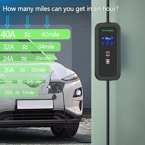 أفضل سعر مقاوم للماء 16A 32A 40A نوع قابل للتعديل 2 1 GBT شاحن EV محمول مع شاشة LCD لسيارة EVSE 7KW