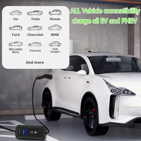 أفضل سعر مقاوم للماء 16A 32A 40A نوع قابل للتعديل 2 1 GBT شاحن EV محمول مع شاشة LCD لسيارة EVSE 7KW