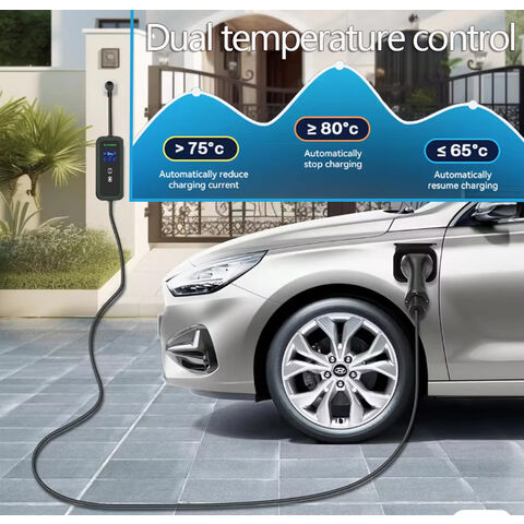 أفضل سعر مقاوم للماء 16A 32A 40A نوع قابل للتعديل 2 1 GBT شاحن EV محمول مع شاشة LCD لسيارة EVSE 7KW