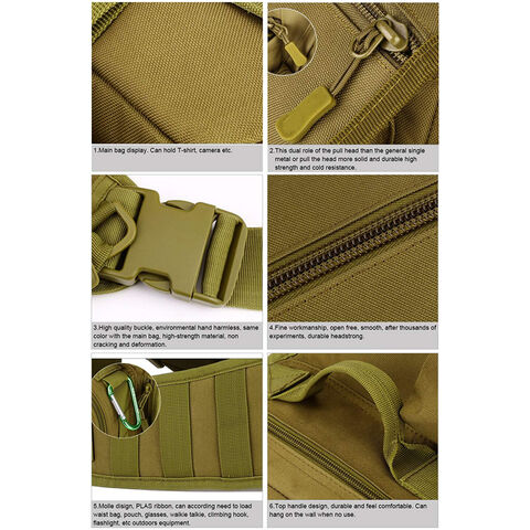 Mochila Tática Militar de Ombro, Bolsa de Peito, Mochila Molle, Bolsa de Ombro Grande