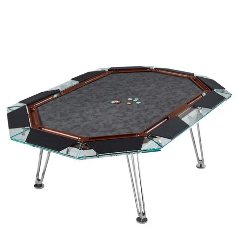 Mesa de póker minimalista moderna de vidrio con tapa de vidrio templado y patas de metal resistentes - Ideal para B2B