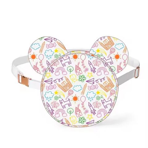 Riñonera infantil personalizada con cabeza de ratón, nylon multicolor, para niñas, bolso de cintura, riñonera para niños, bolso de cinturón infantil personalizado