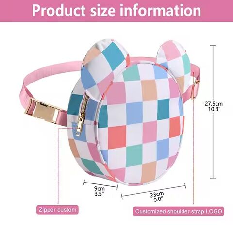Riñonera infantil personalizada con cabeza de ratón, nylon multicolor, para niñas, bolso de cintura, riñonera para niños, bolso de cinturón infantil personalizado