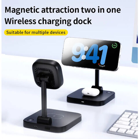 15W Magnetisches 2-in-1 Wireless Ladegerät Standfuß 9V/3A QI Standard kabelloses Handy Ladegerät