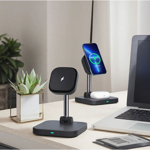 15W Magnetisches 2-in-1 Wireless Ladegerät Standfuß 9V/3A QI Standard kabelloses Handy Ladegerät