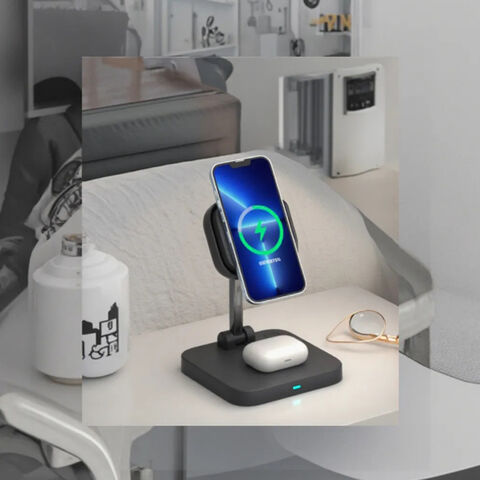 15W Magnetisches 2-in-1 Wireless Ladegerät Standfuß 9V/3A QI Standard kabelloses Handy Ladegerät