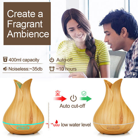 Diffuser Minyak Esensial Everlasting Comfort (400ml) - Diffuser Aromaterapi untuk Rumah dengan 7 Warna LED, Operasi Senyap