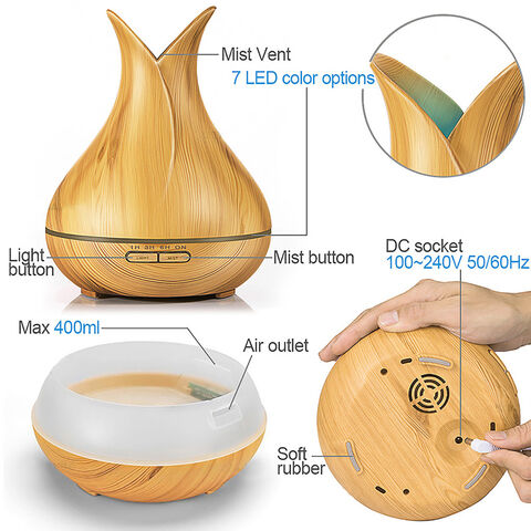 Diffuser Minyak Esensial Everlasting Comfort (400ml) - Diffuser Aromaterapi untuk Rumah dengan 7 Warna LED, Operasi Senyap