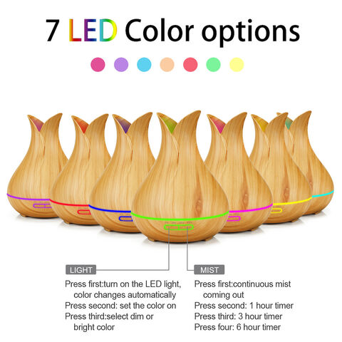 Diffuser Minyak Esensial Everlasting Comfort (400ml) - Diffuser Aromaterapi untuk Rumah dengan 7 Warna LED, Operasi Senyap