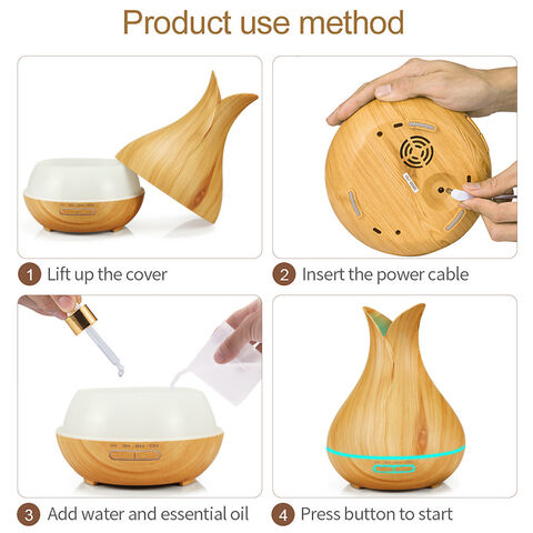 Diffuser Minyak Esensial Everlasting Comfort (400ml) - Diffuser Aromaterapi untuk Rumah dengan 7 Warna LED, Operasi Senyap