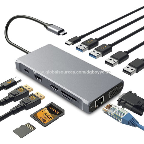Fabricant ODM OEM de Station d'accueil Hub USB-C USB 3.0 PD RJ45 SD TF VGA HDMI Large Compatibilité Lecteur de carte UC306