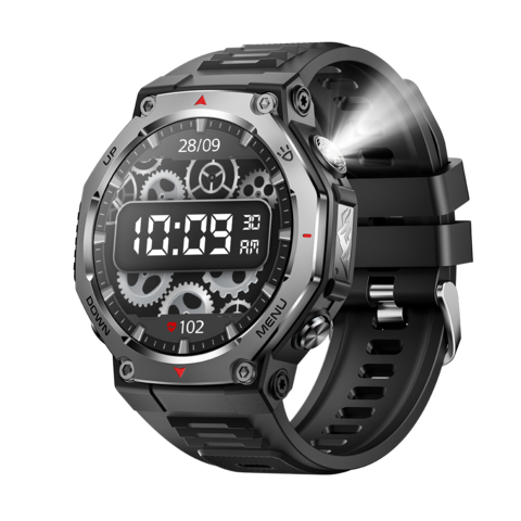 NKL15 2025 أحدث ساعة ذكية – شاشة AMOLED، GPS، مصباح يدوي وضوء الأشعة فوق البنفسجية، ساعة ذكية رياضية مقاومة للماء 5ATM