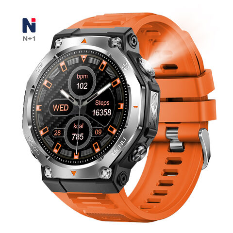 NKL15 2025 أحدث ساعة ذكية – شاشة AMOLED، GPS، مصباح يدوي وضوء الأشعة فوق البنفسجية، ساعة ذكية رياضية مقاومة للماء 5ATM