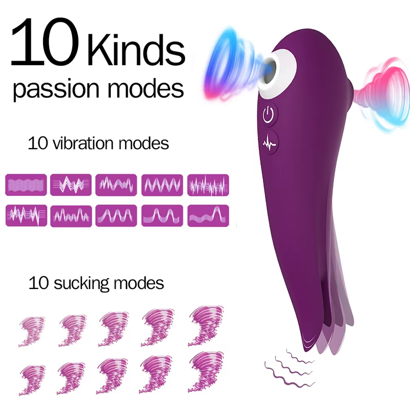 Sucking Vibration Stimulator Vibrator Femail Sex Toys Silicone Sucker Licking Tongue Sex Toy ...