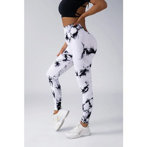 Leggings mit individuellem LOGO, Batikmuster und nahtlosem Scrunch-Effekt
