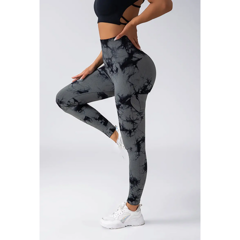 Leggings mit individuellem LOGO, Batikmuster und nahtlosem Scrunch-Effekt