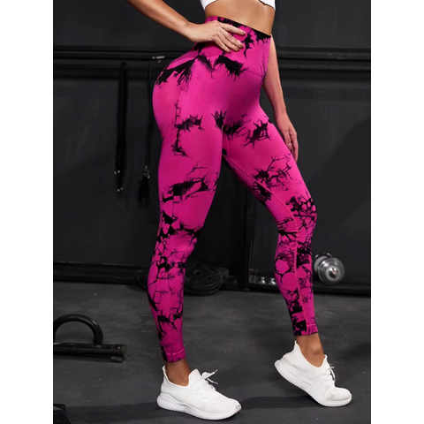Leggings mit individuellem LOGO, Batikmuster und nahtlosem Scrunch-Effekt