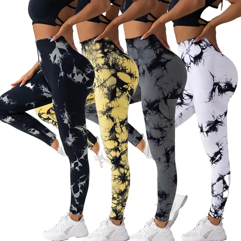 Leggings mit individuellem LOGO, Batikmuster und nahtlosem Scrunch-Effekt