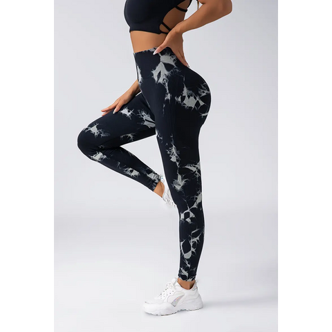 Leggings mit individuellem LOGO, Batikmuster und nahtlosem Scrunch-Effekt