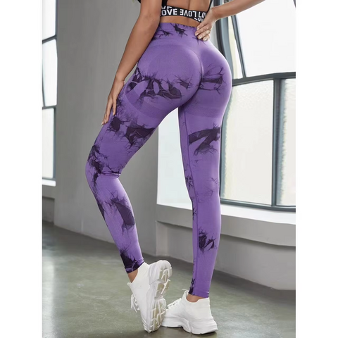 Leggings mit individuellem LOGO, Batikmuster und nahtlosem Scrunch-Effekt