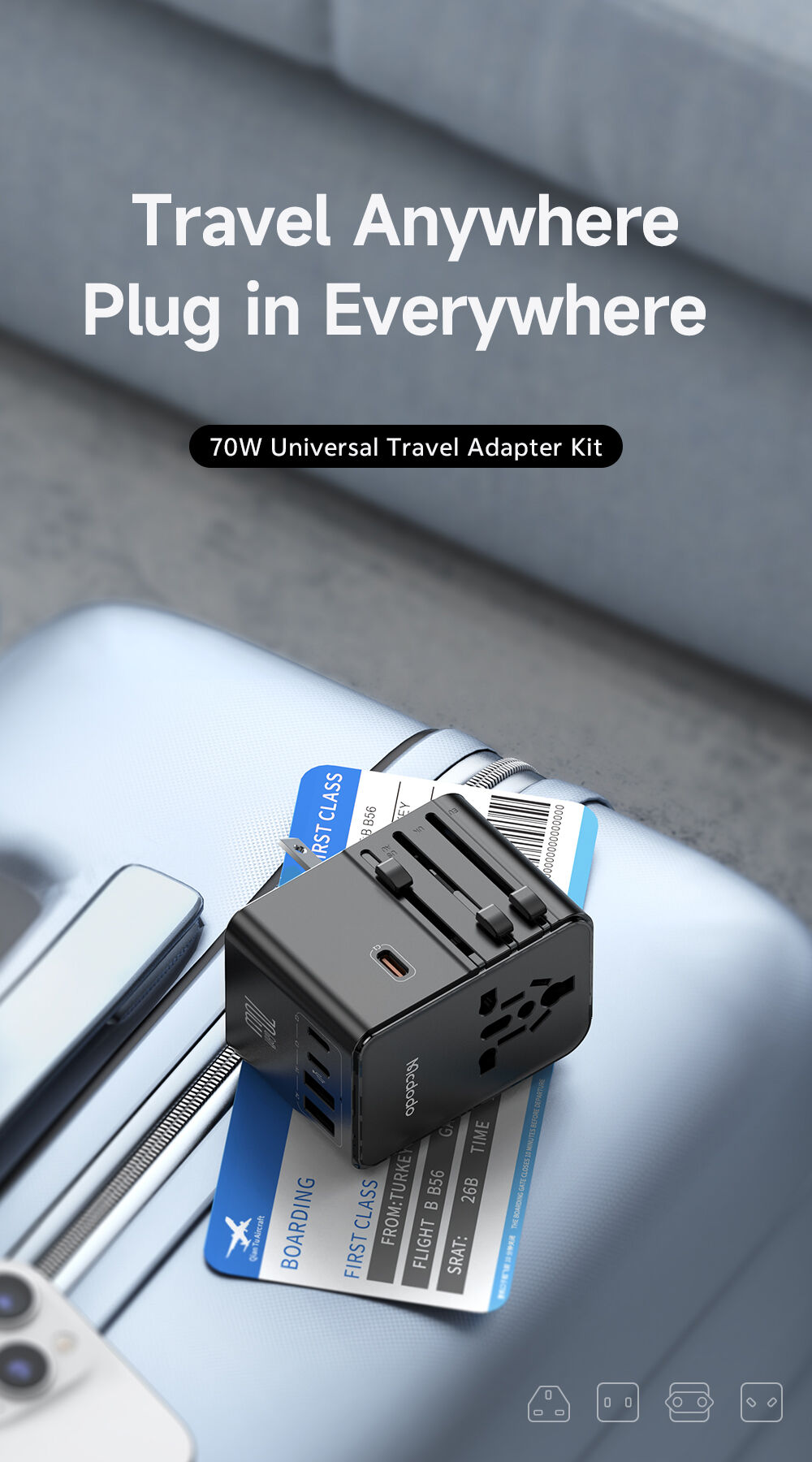 70W International Travel Adapter