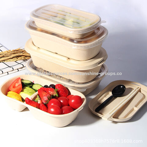 Einweg-Lunchbox biologisch abbaubare Zellstoff-Lunchbox leichte Mahlzeit Salat Fitness Takeaway Verpackungsbox Zuckerrohr Zellstoff Großhandel