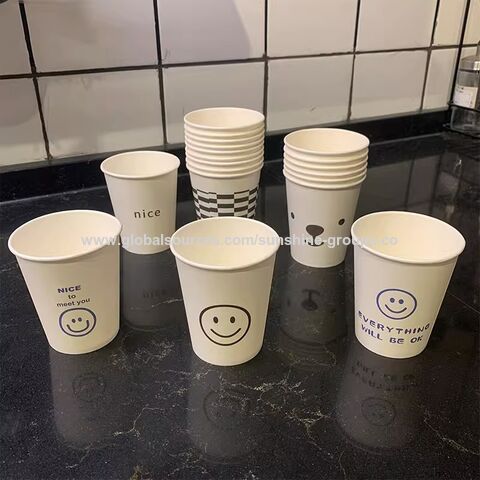 Venda por atacado de copos de papel descartáveis de 250ml, copos de água grossos para uso doméstico, copos de publicidade comercial para escritório, copos simples estilo ins