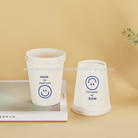 Venda por atacado de copos de papel descartáveis de 250ml, copos de água grossos para uso doméstico, copos de publicidade comercial para escritório, copos simples estilo ins