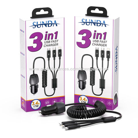 USB mit eingebautem Kabel-Auto-Ladegerät, Universal-Dual-Ports Metall gehäuse, Fabrik preis. ODM, Lieferant