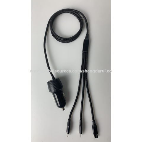 USB mit eingebautem Kabel-Auto-Ladegerät, Universal-Dual-Ports Metall gehäuse, Fabrik preis. OEM-Lieferant