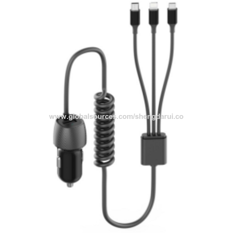 USB mit eingebautem Kabel-Auto-Ladegerät, Universal-Dual-Ports Metall gehäuse, Fabrik preis. OEM-Lieferant