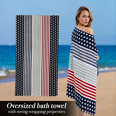 Toalla de Playa Grande Personalizable con Estrellas y Rayas Patrióticas, Suave, de Secado Rápido, Alta Solidez del Color, Toalla de Playa Multiusos