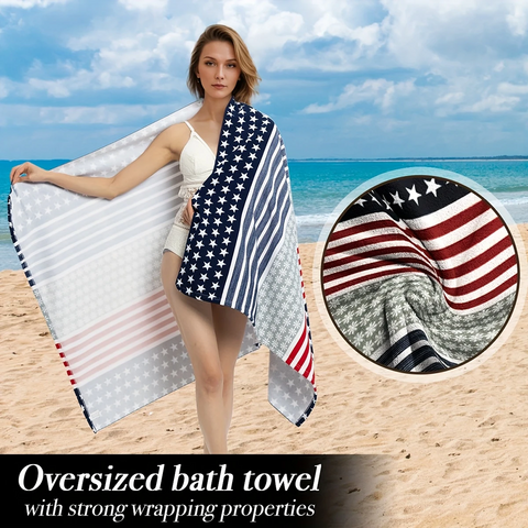 Toalla de Playa Grande Personalizable con Estrellas y Rayas Patrióticas, Suave, de Secado Rápido, Alta Solidez del Color, Toalla de Playa Multiusos