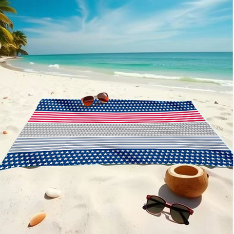 Toalla de Playa Grande Personalizable con Estrellas y Rayas Patrióticas, Suave, de Secado Rápido, Alta Solidez del Color, Toalla de Playa Multiusos