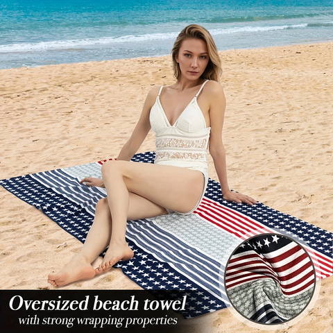 Toalla de Playa Grande Personalizable con Estrellas y Rayas Patrióticas, Suave, de Secado Rápido, Alta Solidez del Color, Toalla de Playa Multiusos