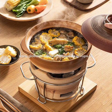 Caçarola de barro japonesa para uso doméstico, panela grande de barro para arroz, panela de ensopado, fogão a carvão, panela quente, conjunto de fogão para churrasco