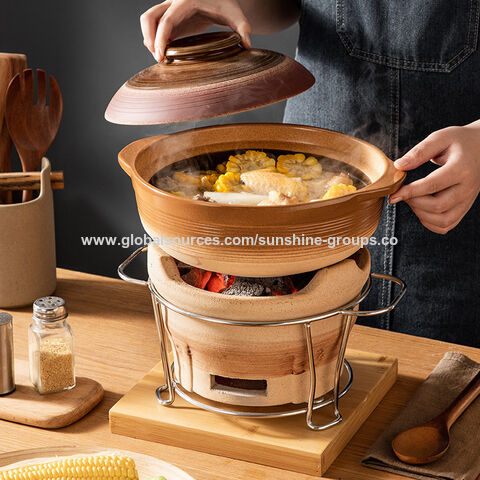 Caçarola de barro japonesa para uso doméstico, panela grande de barro para arroz, panela de ensopado, fogão a carvão, panela quente, conjunto de fogão para churrasco
