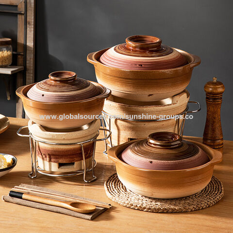 Caçarola de barro japonesa para uso doméstico, panela grande de barro para arroz, panela de ensopado, fogão a carvão, panela quente, conjunto de fogão para churrasco