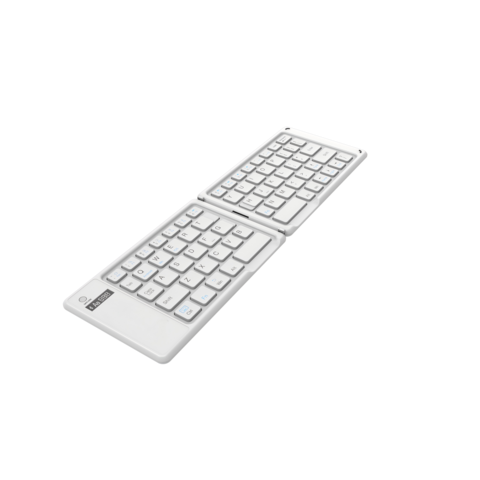 Clavier sans Fil Pliable Compact et Fin à Ciseaux, Bluetooth 2.4G, Modes Doubles - Blanc