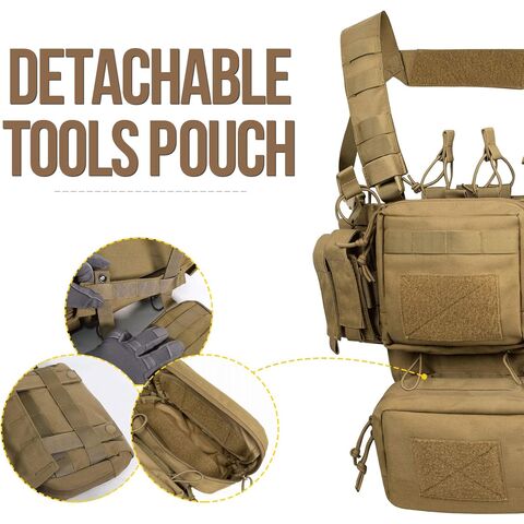 Chaleco Táctico Modular, Ajustable y Desmontable con Bolsillos para Cargadores (Molle)