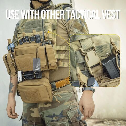 Chaleco Táctico Modular, Ajustable y Desmontable con Bolsillos para Cargadores (Molle)