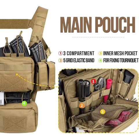 Chaleco Táctico Modular, Ajustable y Desmontable con Bolsillos para Cargadores (Molle)