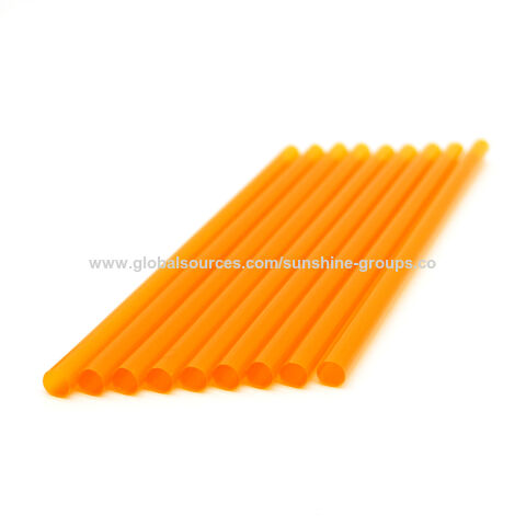 Palhinha biodegradável de PLA laranja 8X150mm plana, palhinha de plástico ecológica, portátil, criativa para sucos